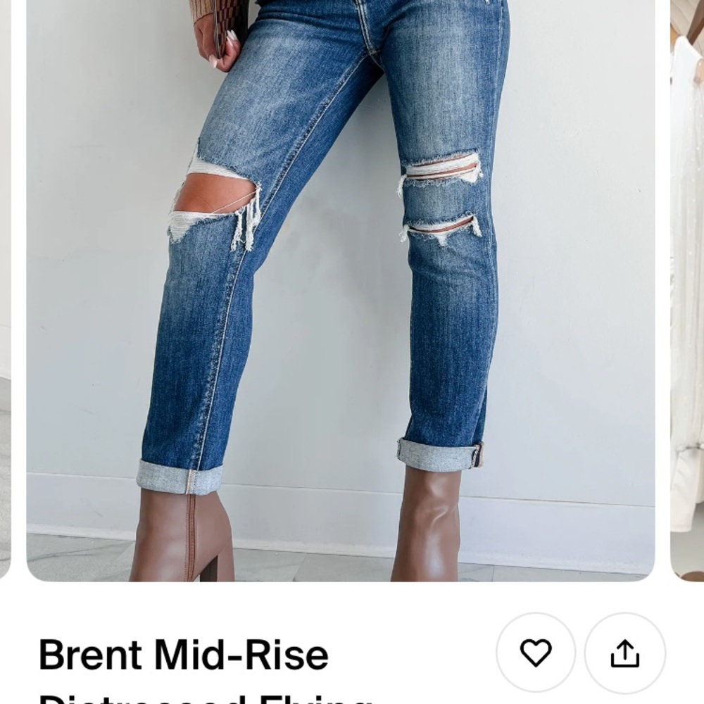 NanaMacs Blue Distressed Ankle Cropped Jeans